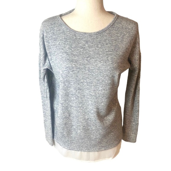 Urban Outfitters XS Silence + Noise gray knit chiffon slouchy Hannah swe… - Picture 6 of 10